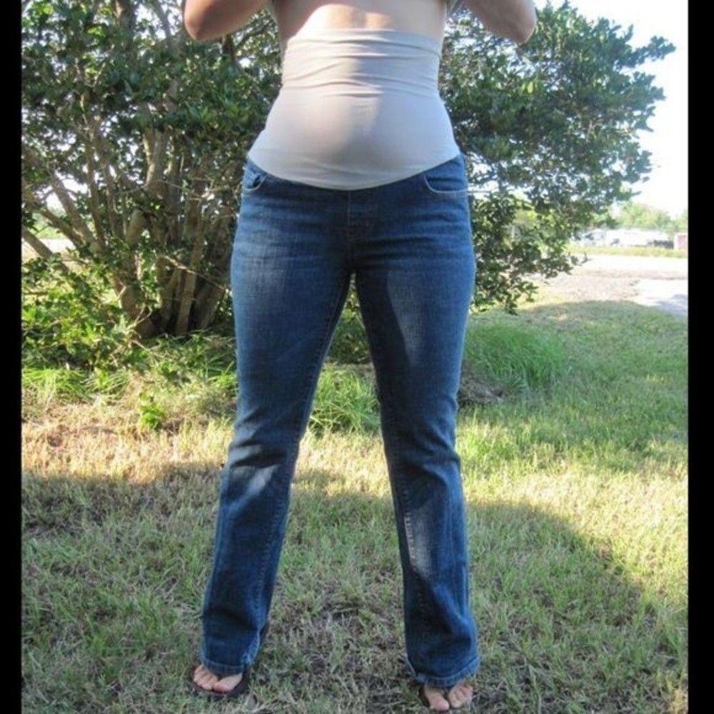 Tan Spandex Secret Fit Belly Band Motherhood Maternity XS Jean Pregnancy Pants